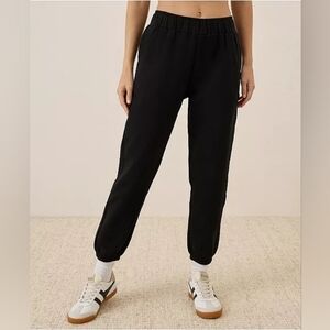 NWT Pact Women's Organic Cotton Cloud Brushed Fleece Sweatpant - XS - Black